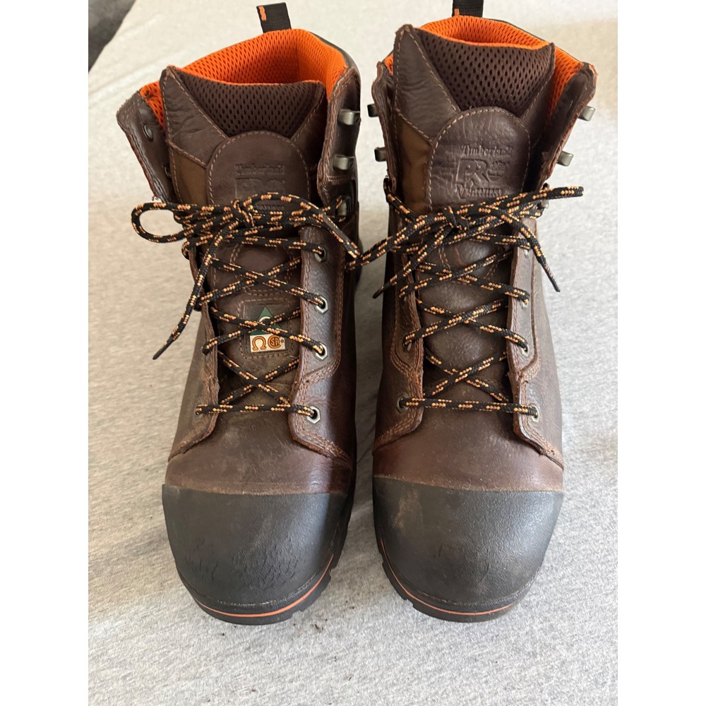 Timberland PRO Mens Work Boots 15W Steel Toe Brown Leather Anti-Fatigue Workwear